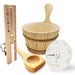 SaunaLife Essentials Set 1 Wood Sauna Bucket and Ladle Set w/ Sand