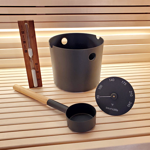 SaunaLife Essentials Set 2 Aluminum Sauna Bucket and Ladle Set w/ - image 2