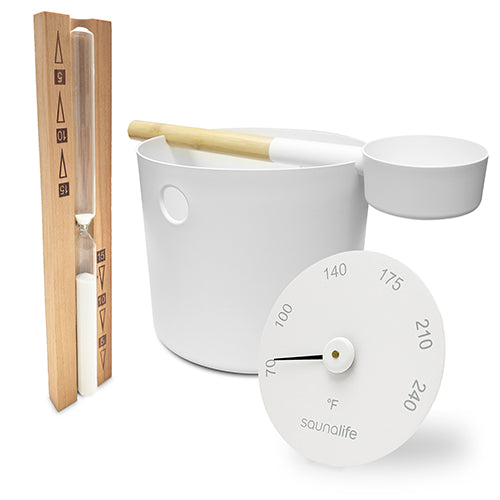 SaunaLife Essentials Set 2 Aluminum Sauna Bucket and Ladle Set w/