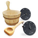 SaunaLife Essentials Set 3 Wood Sauna Bucket and Ladle Set w/ Black