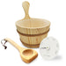 SaunaLife Essentials Set 4 Wood Sauna Bucket and Ladle Set w/