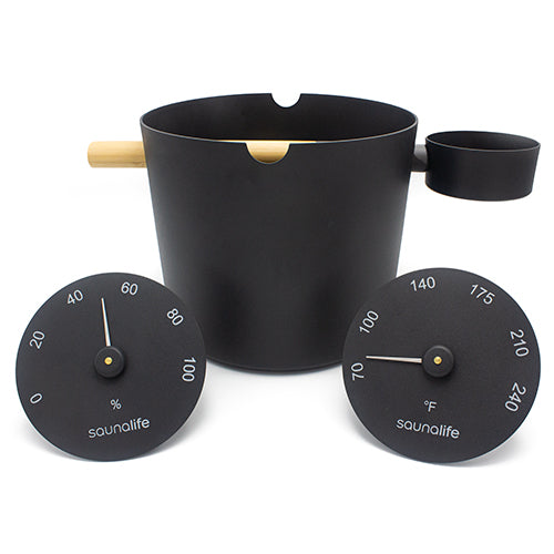 SaunaLife Essentials Set 5 Aluminum Sauna Bucket and Ladle Set w/