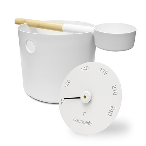 SaunaLife Essentials Set 6 Aluminum Sauna Bucket and Ladle Set w/