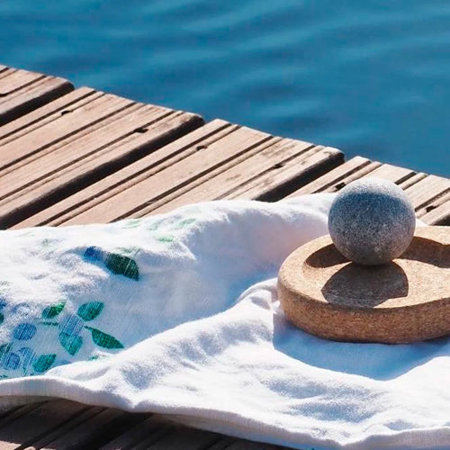 Hukka Mini SoleJoy Sauna Massage Stone w/ Natural Cork Base, Sphere - image 3