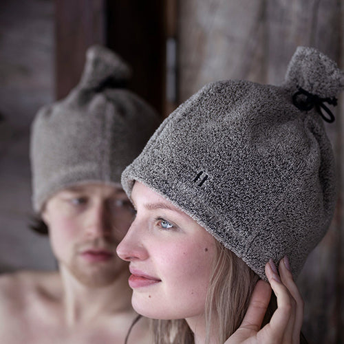 Rento Linen Terry Hat Sauna Hat, Brown Linen Terry - image 2