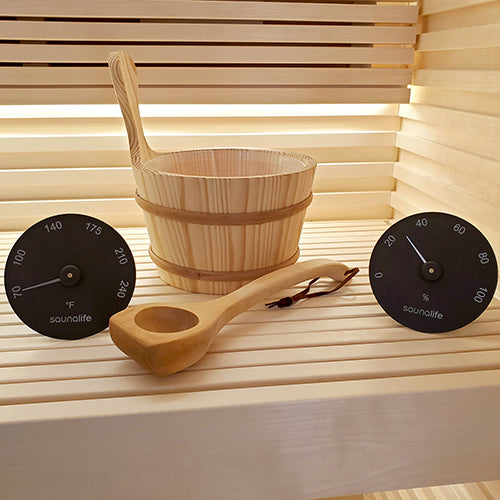 SaunaLife Essentials Set 3 Wood Sauna Bucket and Ladle Set w/ Black - image 2