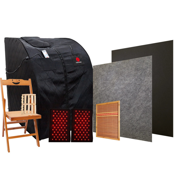 Therasage PLUS Personal Sauna (Black) TH360P-BLK — interior bench layout