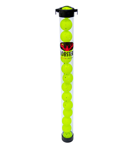 Lobster ball pickup tube filled with pickleballs