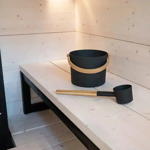 Finnish Sauna Builders Harvia Black Pail And Ladle Set - Finnish Sauna Builders — exterior view