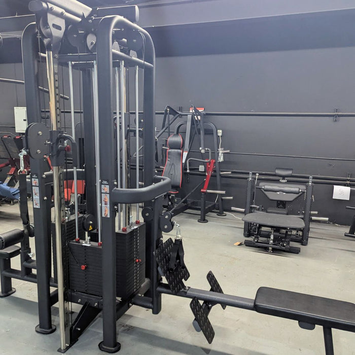 Muscle D Fitness 4 Stack Megatron Standard Jungle Gym - 2 Colors - Low Row, Lat Pulldown, Single Handle Hi/low Pulley, Double Hi/Low Pulley