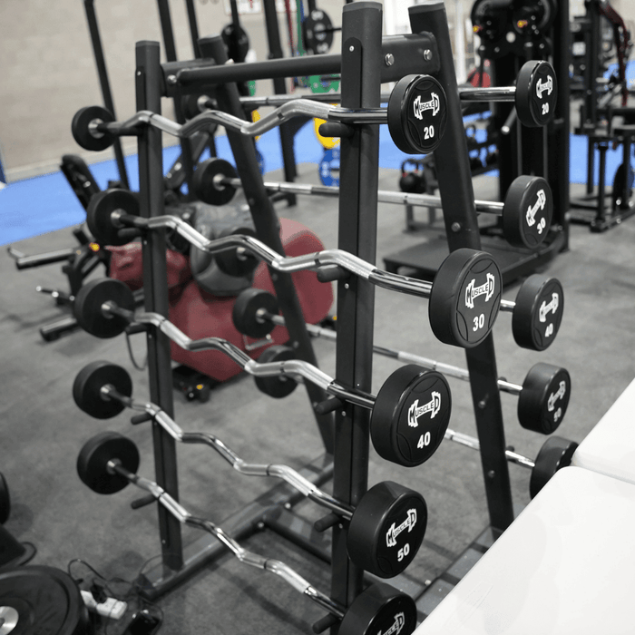 commercial urethane fixed barbell set Muscle D Fitness view 3