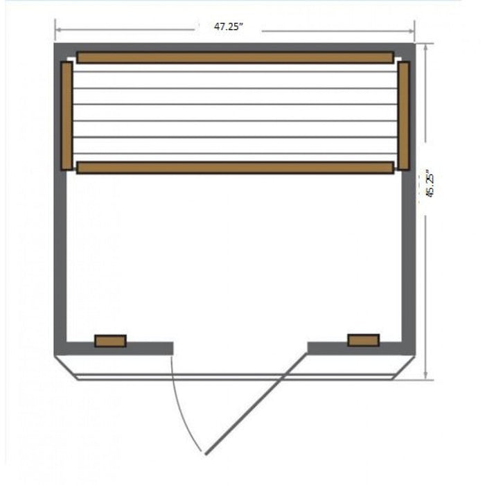 SunRay Saunas Evansport 2-Person Far Infrared Sauna HL200K2 — full room view