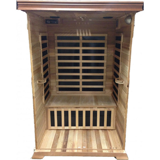 SunRay Saunas Evansport 2-Person Far Infrared Sauna HL200K2 — interior bench layout