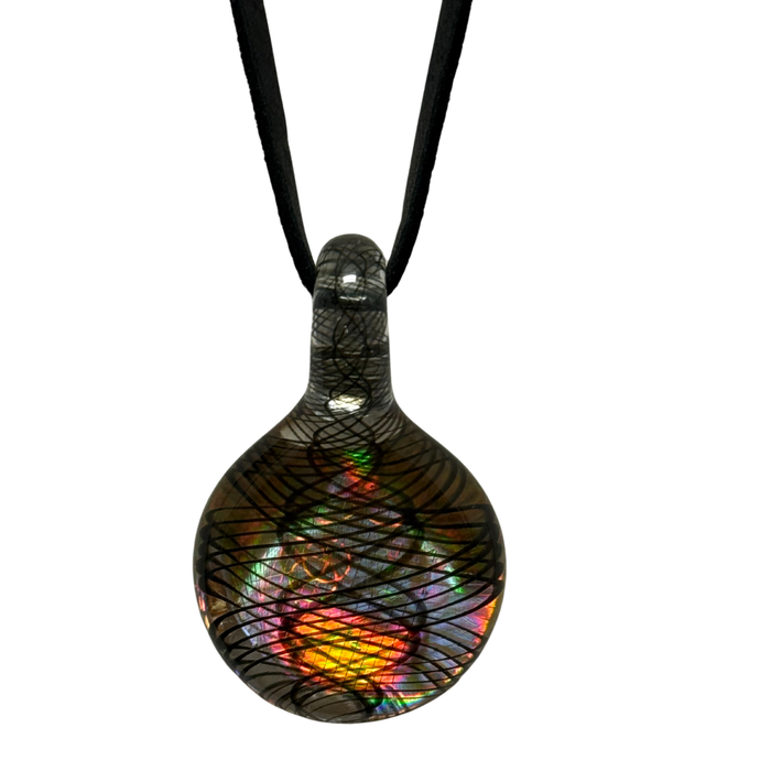 Therasage TheraGlass Energy Pendant on leather necklace, view 5 of 6