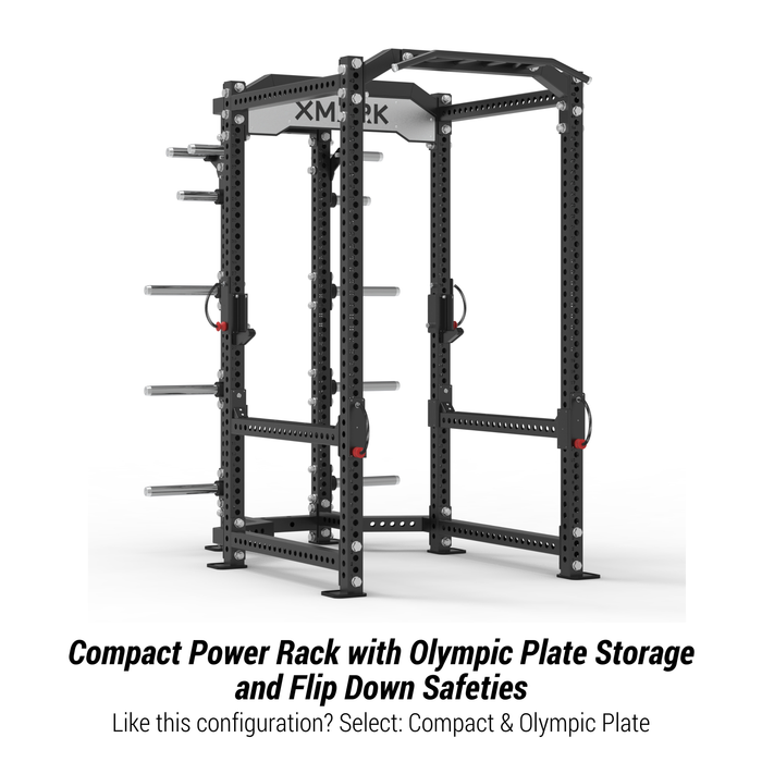 XMARK Viper Power Rack with Storage & Flip Down Safeties — adjustment mechanism
