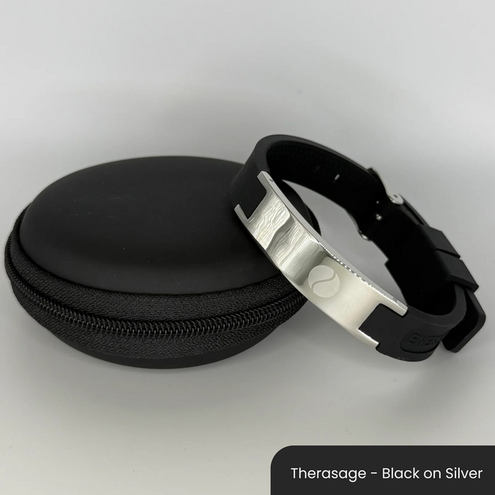 Therasage Bio Bands Sport silicone bracelet, Therasage - Black on Silver
