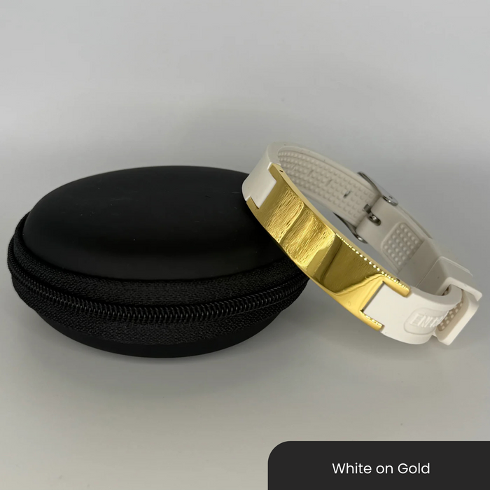 Therasage Bio Bands Sport silicone bracelet, White on Gold