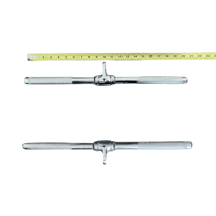 Muscle D Fitness Rotating Straight Bar Cable Attachment - Muscle D Fitness - Knurled Handles, Chrome Finish, 20" — front view