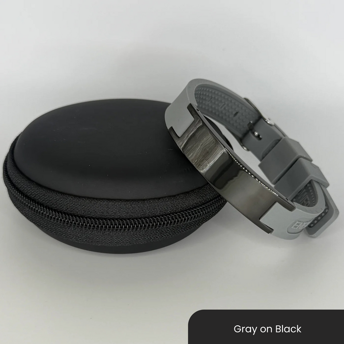 Therasage Bio Bands Sport silicone bracelet, Gray on Black