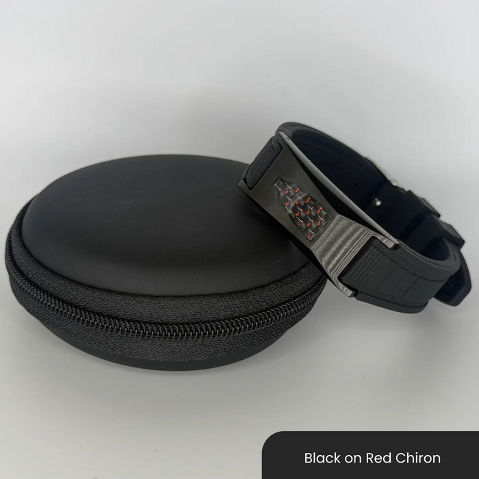 Therasage Bio Bands Sport silicone bracelet, Black on Red Chiron