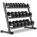 XMARK 5-50 lb Hex Dumbbell Set with Rack and Weight Bench — grip and contact surface