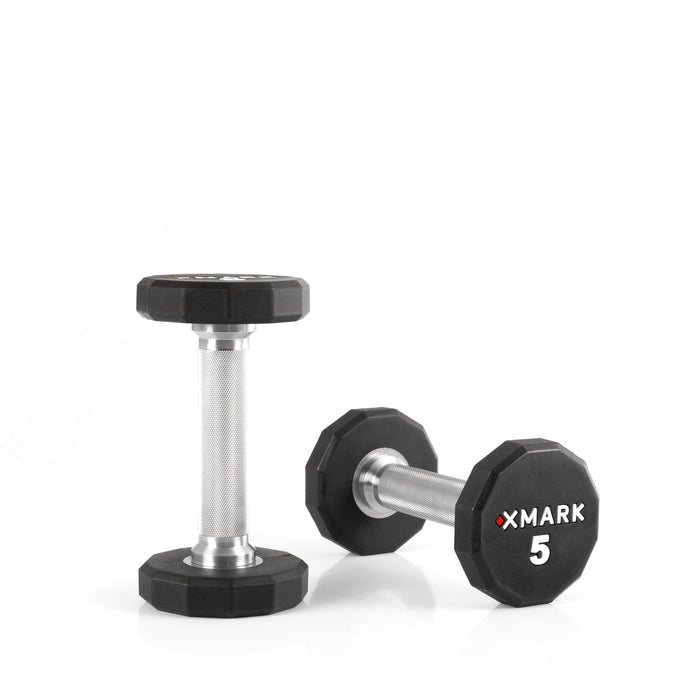 XMARK 12-Sided Commercial Urethane Dumbbells (5-50 lb and 5-75 lb Sets) — in use demonstration