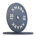 XMARK Powerlifting Calibrated Steel Plates (kg) — full setup angle