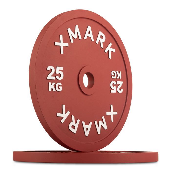 XMARK Powerlifting Calibrated Steel Plates (kg) — front view