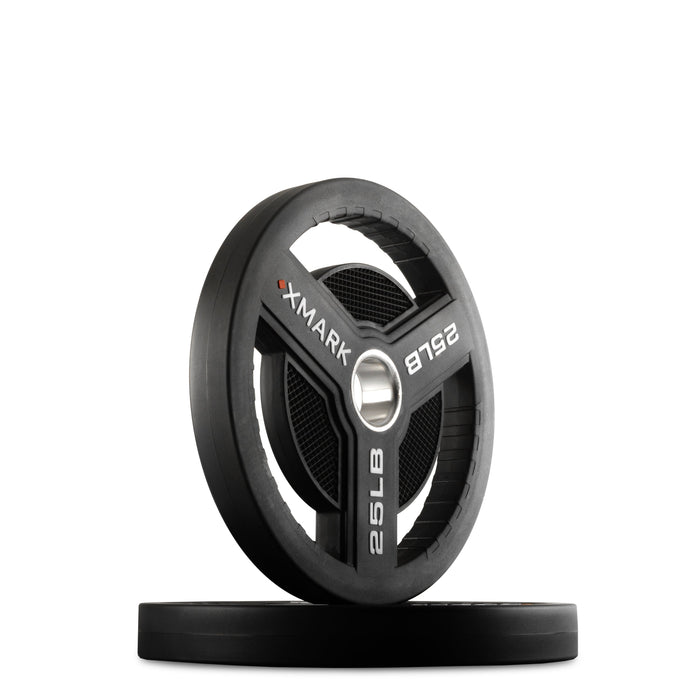 XMARK Commercial Urethane Olympic Weight Plates — close-up detail