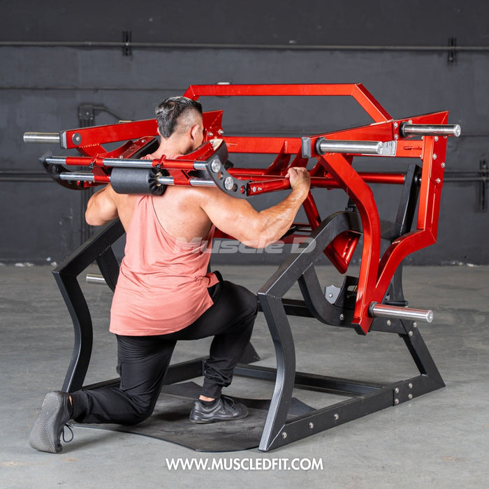 plate-loaded power hack squat machine Muscle D Fitness view 4