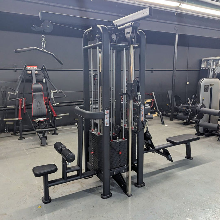 Muscle D Fitness 4 Stack Megatron Standard Jungle Gym - 2 Colors - Low Row, Lat Pulldown, Single Handle Hi/low Pulley, Double Hi/Low Pulley