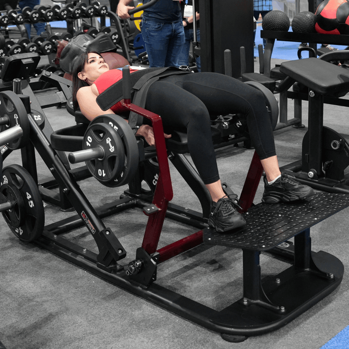 Muscle D Fitness Pro Strength Hip Thruster - Plate Loaded Glute Drive — grip and contact surface