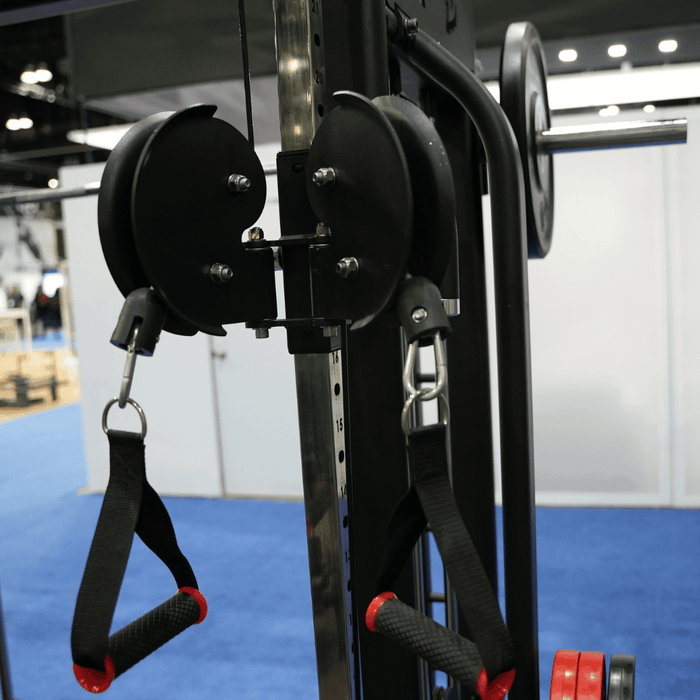 Muscle D Fitness Muscle D Fitness Megatron Dual Adjustable Pulley / Smith Combo - Selectorized Weigh... — adjustment mechanism