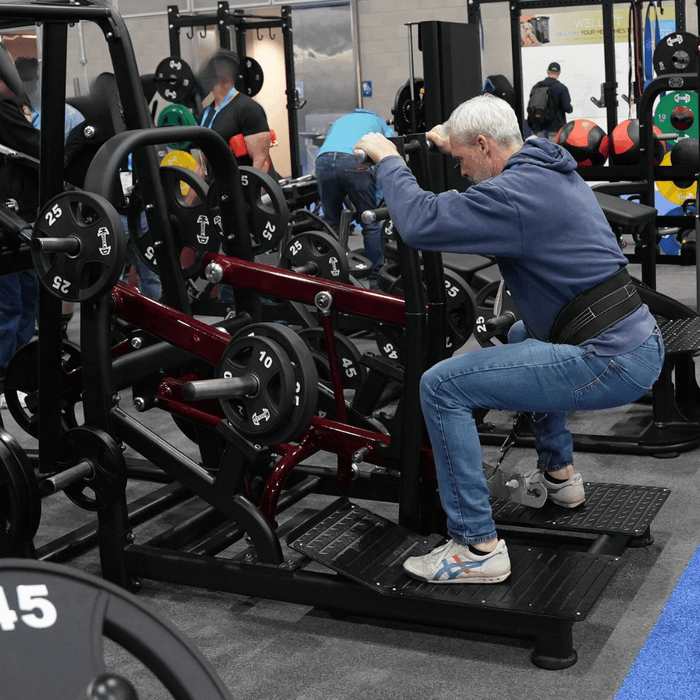 Muscle D Fitness Pro Strength Belt Squat - Standing Belted Hip Thrust - Plate Loaded — in use demonstration