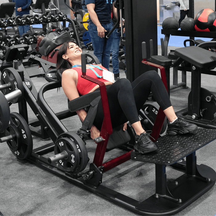 Muscle D Fitness Pro Strength Hip Thruster - Plate Loaded Glute Drive — weight load capacity