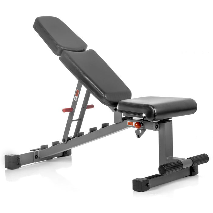 XMARK 5-50 lb Hex Dumbbell Set with Rack and Weight Bench — adjustment mechanism