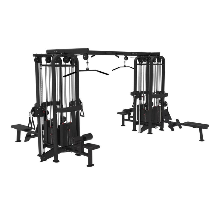 Muscle D Fitness 8 Stack Megatron Standard Jungle Gym - 2 Colors - Black/Silver, Lat Pulldown, Pull-up, Low Row, Single/Double Pulleys
