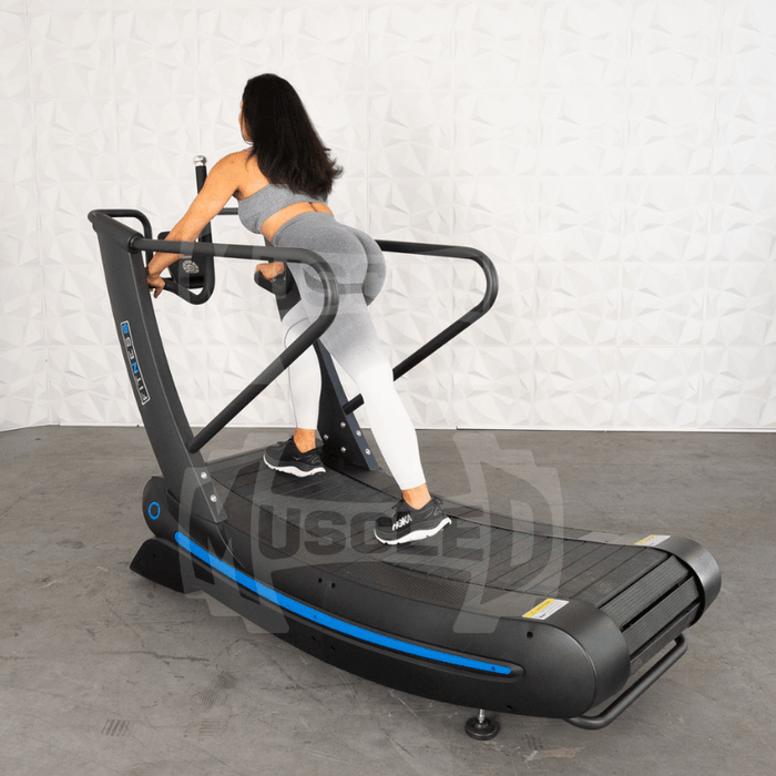 Muscle D Fitness Commercial Self Powered Curve Treadmill - Muscle D Fitness - Standalone — handles and grip