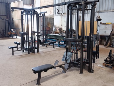 Muscle D Fitness 8 Stack Megatron Standard Jungle Gym - 2 Colors - Black/Silver, Lat Pulldown, Pull-up, Low Row, Single/Double Pulleys