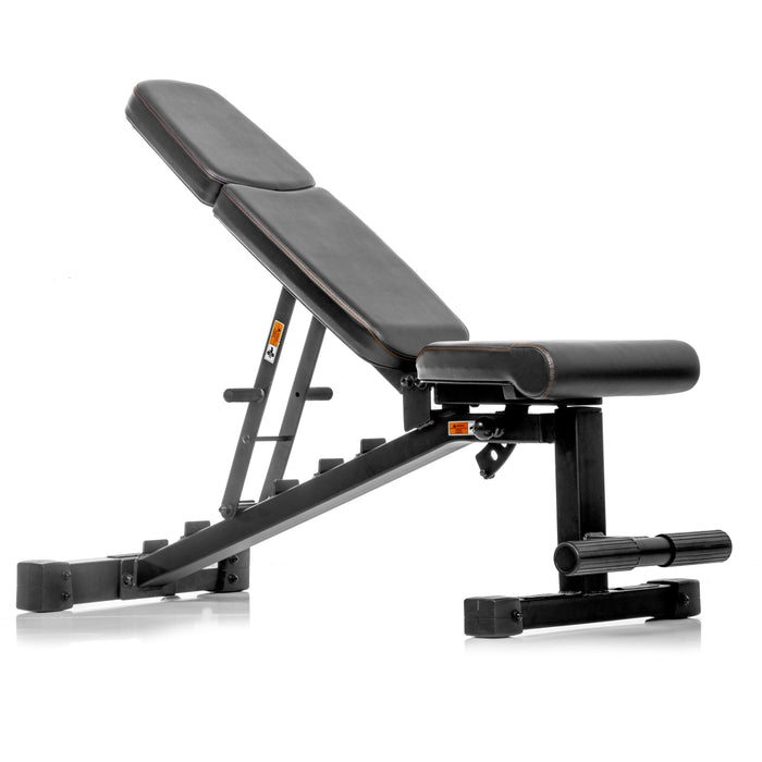 XMARK 5-50 lb Hex Dumbbell Set with Rack and Weight Bench — side profile