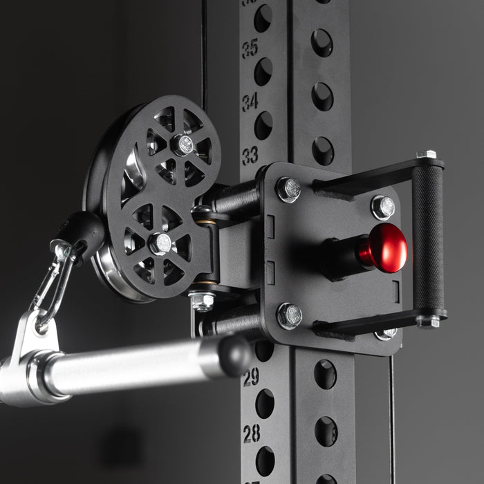 XMARK Commercial Half Rack Functional Trainer with Lat Pulldown and Low Row — full setup angle