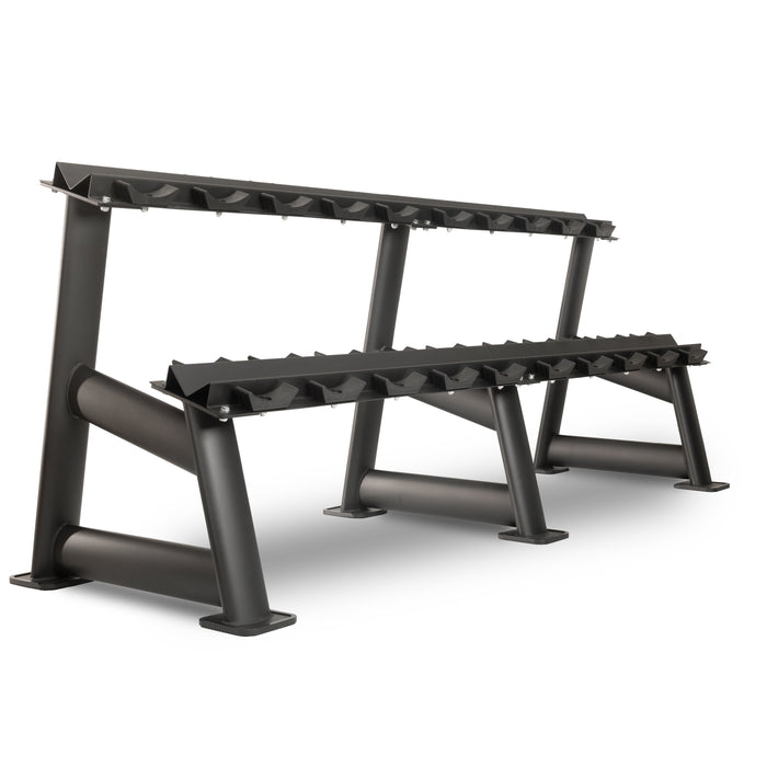 XMARK Commercial 2-Tier Dumbbell Rack - 10 Dumbbell Pairs — front view