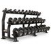 XMARK 12-Sided Commercial Urethane Dumbbells (5-50 lb and 5-75 lb Sets) — front view