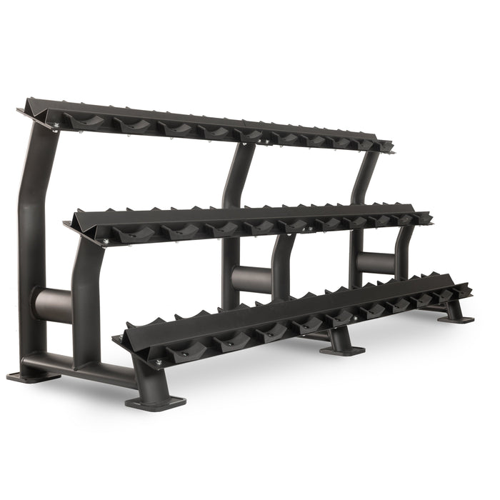 XMARK Commercial 3-Tier Dumbbell Racks - 15 Dumbbell Pairs — front view