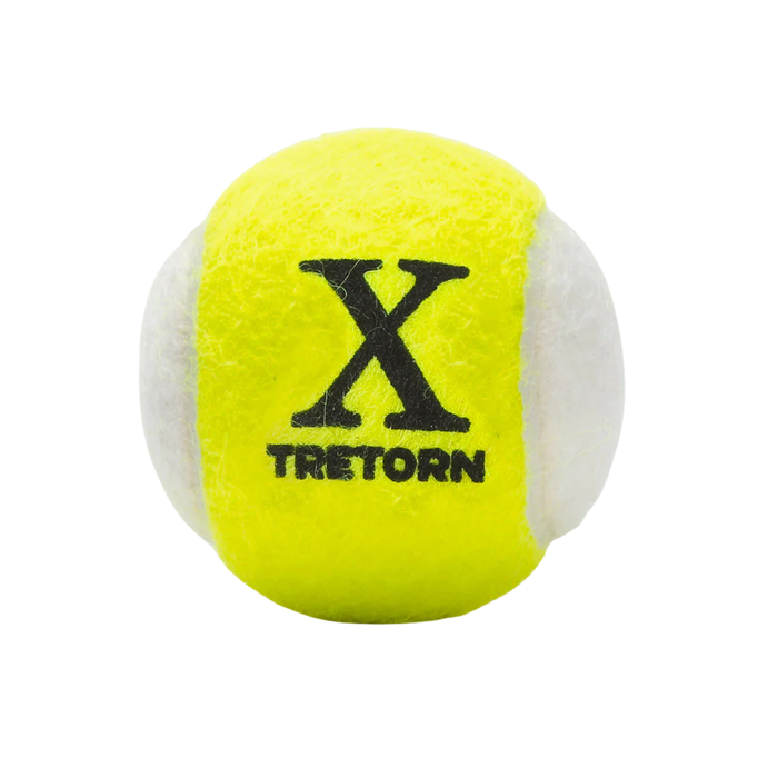 Tretorn Micro-X yellow and white two-tone tennis ball close-up