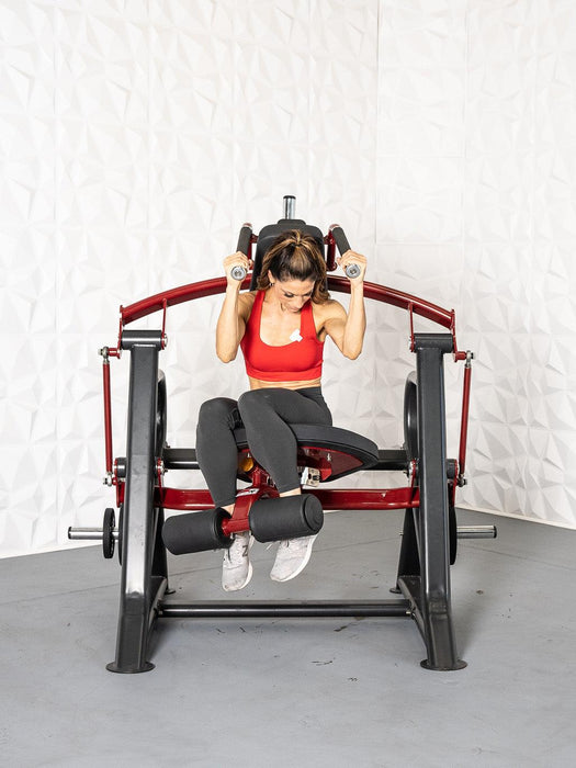 Muscle D Fitness Pro Strength Abdominal Crunch - Seated - Plate Loaded - Adjustable - Oblique Trainer — full setup angle