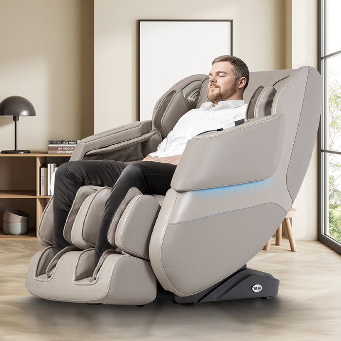 Titan Grande XL- Big and Tall (Up to 375lbs, 6'5") – 3D Massage Mechanism & SL massage chair upright in living-room setting