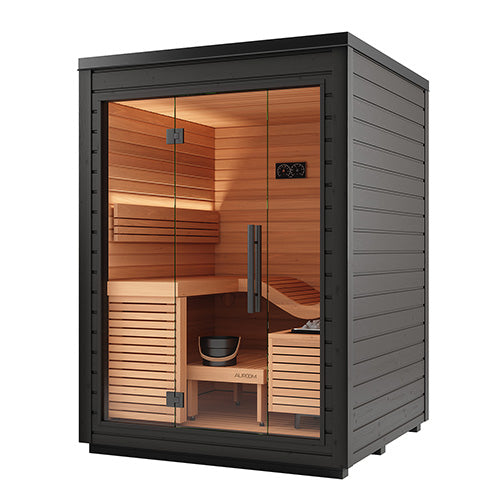 Auroom Aura Outdoor Home Sauna Kit, Modular, Black, Up to 2 Persons