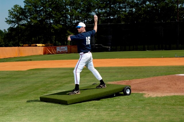 Trigon Sports Proper Pitch Batting Practice Pitching Platform - Clay — specifications diagram