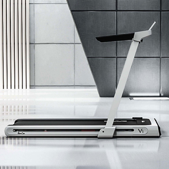 Muscle D Fitness Low Profile Treadmill - LED Display - Heart Rate Monitor - Flex Deck for Low Impact - Adjustable Speed - Phone / Tablet Holder